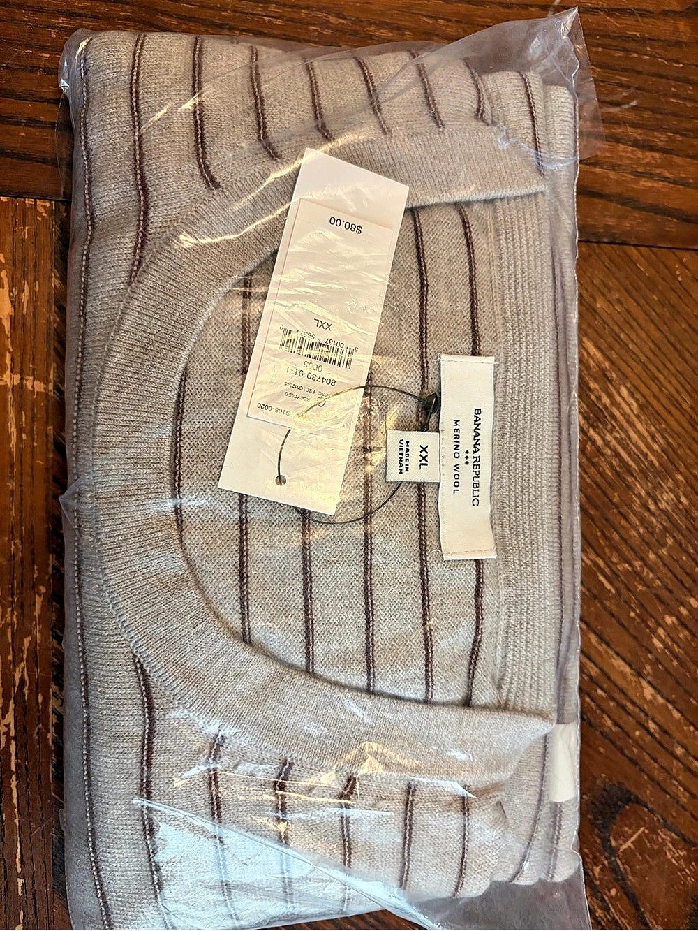 Banana Republic Textured Merino Crew Sweater Men's Striped Crewneck XXL